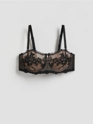 Miękki biustonosz z fiszbinami - czarny. Czarne biustonosze Reserved, bez wzorów. Za 89.99 zł.