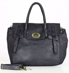 Shopperka skórzana vintage MARCO MAZZINI czarna v210d. Czarne torby na laptopa damskie bez wzorów, ze skóry. Za 407.55 zł.