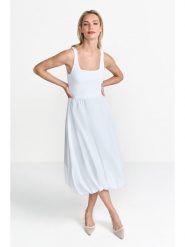 Rich & Royal Sukienka w kolorze białym rozmiar: L. Białe sukienki damskie Rich & Royal, l, bez wzorów, bez kołnierzyka, bez ramiączek, midi, bombki. Za 245.38 zł.