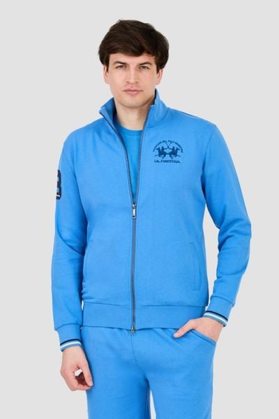 LA MARTINA Błękitna męska rozpinana bluza, Rozmiar XL. Niebieskie bluzy bez kaptura męskie La Martina, m. W wyprzedaży za 540.99 zł.