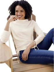 Heine Bluzka w kolorze kremowym rozmiar: 38. Brązowe bluzki damskie Heine, bez wzorów, bez kołnierzyka, bez ramiączek. Za 61.17 zł.