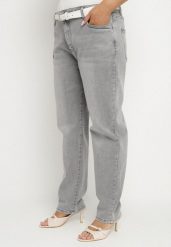 Szare Jeansy o Kroju Mom Fit z Regularnym Stanem Folitia. Szare jeansy damskie Born2be. Za 99.99 zł.