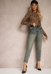 Jasnoniebieskie Bawełniane Jeansy Skinny High Waist Ozdobione Paskiem Ericia. Niebieskie jeansy damskie Renee, z podwyższonym stanem. Za 109.99 zł.