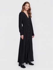 Sisley Sukienka koszulowa 4B5FLV01P Czarny Regular Fit. Czarne sukienki damskie SISLEY, bez wzorów, z wiskozy, bez kołnierzyka, bez ramiączek, koszulowe. Za 349.99 zł.