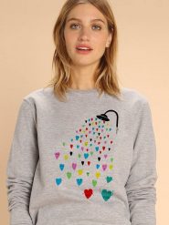 WOOOP Bluza "Love Shower" w kolorze szarym rozmiar: S. Szare bluzy bez kaptura damskie Wooop, s, z bawełny. Za 87.81 zł.