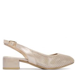 Czółenka Caprice. Brązowe czółenka damskie Caprice, bez wzorów, bez obcasa. Za 339.99 zł.