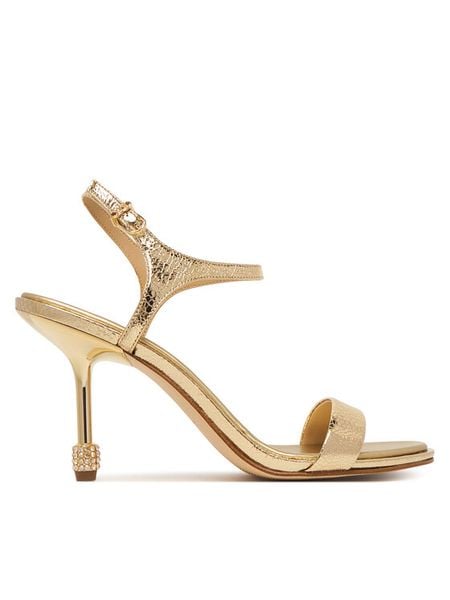 MICHAEL Michael Kors Sandały Ivy High 40S6IVHS1M Złoty. Żółte sandały damskie MICHAEL Michael Kors, bez wzorów, ze skóry, bez obcasa, na szpilce. Za 809.99 zł.