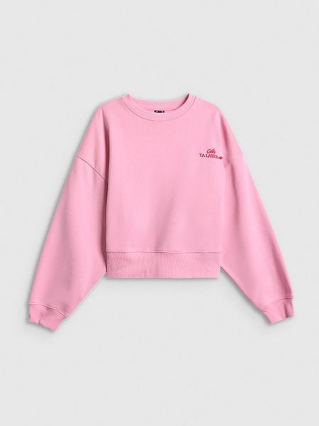 4F Bluza dresowa loose bez kaptura damska - różowa XS. Czerwone bluzy bez kaptura damskie 4f, xs, z dresówki. Za 149.99 zł.