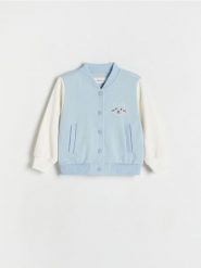 Bluza bomberka - jasnoniebieski. Niebieskie bluzy i bluzki niemowlęce Reserved, bez wzorów, z bawełny, bez ramiączek, bez kaptura. W wyprzedaży za 25.99 zł.
