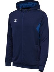 Bluza z kapturem sportowa Hummel Authentic Poly Zip Hoodie. Niebieskie bluzy sportowe męskie HUMMEL, bez wzorów, z materiału, sportowe, bez kołnierzyka, bez ramiączek. Za 199.90 zł.