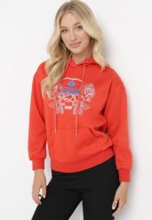 Pomarańczowa Bluza z Kapturem i Nadrukiem oraz Ściągaczami Apperforda. Brązowe bluzy z kapturem damskie Born2be, l, z polaru. Za 84.99 zł.
