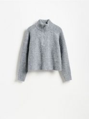Sweter ze stójką - szary. Szare swetry klasyczne damskie Reserved, l, z dzianiny, bez kołnierzyka. Za 139.99 zł.