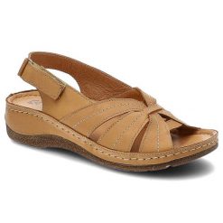 Brązowe Sandały Kampa Wygodne Skórzane Buty Na Lato. Brązowe sandały damskie KAMPA, bez wzorów, ze skóry, bez obcasa. Za 175.00 zł.
