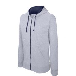 Bluza z kapturem na zamek Kariban Contrastée. Szare bluzy z kapturem męskie KARIBAN, s, z bawełny. Za 229.00 zł.