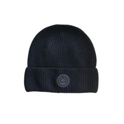 Wełniana czapka z dzianiny Montar Logo Badge. Czarne czapki męskie MONTAR, na zimę, bez wzorów, z dzianiny, eleganckie. Za 224.50 zł.