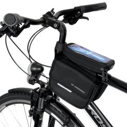 Torba rowerowa, wodoodporne etui na telefon 1,5L czarna. Czarne torby męskie na ramię Wozinsky, bez wzorów, z materiału, na ramię. Za 99.60 zł.