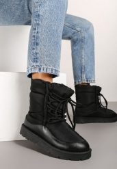 Czarne Śniegowce z Regulowanym Sznurowaniem Vortilda. Czarne śniegowce damskie Born2be. Za 74.99 zł.