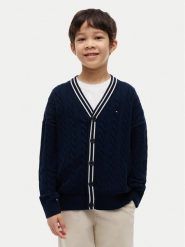 Tommy Hilfiger Kardigan KB0KB10491 Granatowy Regular Fit. Niebieskie swetry chłopięce Tommy Hilfiger, bez wzorów, z bawełny, bez kołnierzyka. Za 369.99 zł.