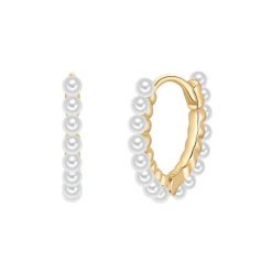 Glanzstücke München Kolczyki z perlami ze srebra próby 925 w kolorze zlotym z perla (synth.) 1 ct Damski. Żółte kolczyki damskie Glanzstücke München, z perłą, pozłacane. Za 249.99 zł.