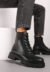 Czarne Botki Workery bez Zdobień Belorinae. Czarne botki damskie Renee, z jeansu, eleganckie, z okrągłym noskiem, bez obcasa, na obcasie, bez zapięcia. Za 79.99 zł.