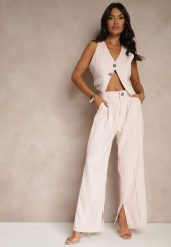 Różowy Komplet z Cyrkoniami Krótka Kamizelka i Eleganckie Spodnie Diviriel. Czerwone kamizelki damskie Renee, bez wzorów, z materiału, eleganckie. Za 209.99 zł.