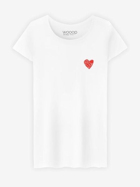 WOOOP Koszulka "Little Heart " w kolorze białym rozmiar: M. Białe bluzki damskie Wooop, m, bez wzorów, z bawełny, bez kołnierzyka. Za 69.75 zł.