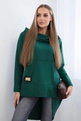 Bluza z długim tyłem i kapturem zielona. Zielone bluzy z kapturem damskie KESI, l, z bawełny. Za 229.98 zł.