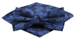 Męska Mucha z Poszetką Alties - Granatowa, Paisley. Niebieskie krawaty i muchy męskie Alties, bez wzorów, eleganckie. Za 54.00 zł.
