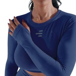 Damska koszulka techniczna z długim rękawem do wszystkich ćwiczeń na siłowni. Niebieskie t-shirty damskie R-EVENGE, l, bez wzorów, z elastanu, bez kołnierzyka. Za 195.88 zł.