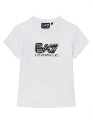 EA7 Emporio Armani T-Shirt 7G000257 AF10373 U0002 Biały Slim Fit. Białe koszulki dziewczęce EA7 Emporio Armani, bez wzorów, z bawełny, bez ramiączek. Za 249.99 zł.