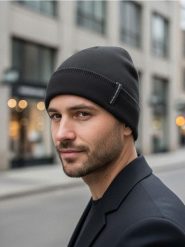 Czapka beanie z wiskozą - czarny. Czarne czapki męskie Sinsay, bez wzorów, z wiskozy. Za 19.99 zł.