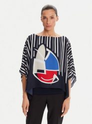 Joseph Ribkoff Bluzka 251180 Granatowy Relaxed Fit. Niebieskie bluzki damskie Joseph Ribkoff, bez wzorów, z syntetyku, bez ramiączek. Za 609.99 zł.