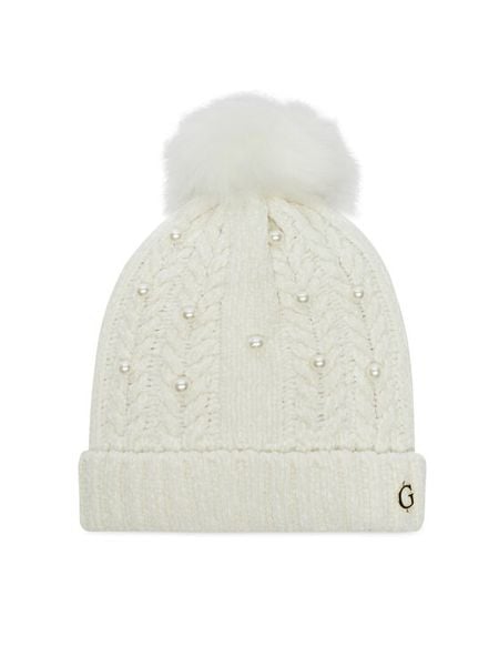 Guess Czapka J3BZ05 Z39H0 Écru. Czapki dziecięce Guess, na zimę, z aplikacjami, z poliesteru. Za 109.99 zł.