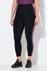 Damskie Legginsy sportowe wąska nogawka kieszenie materiał z recyklingu. Czarne legginsy sportowe damskie Ulla Popken, plus size, bez wzorów, z elastanu, z podwyższonym stanem. Za 239.99 zł.