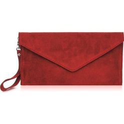 Skórzana kopertówka bordowa N12. Czerwone torebki wieczorowe bez wzorów, z materiału, eleganckie, bez kołnierzyka, bez ramiączek. Za 89.99 zł.