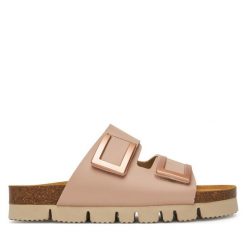 Klapki Dr. Brinkmann. Czerwone klapki damskie Dr. Brinkmann, bez wzorów, bez obcasa. Za 269.99 zł.