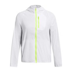 Damska wodoodporna kurtka z kapturem Under Armour Launch Lightweight. Białe kurtki do biegania damskie Under Armour, l, bez wzorów, z materiału, z kapturem. Za 370.75 zł.
