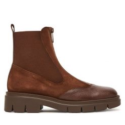 Botki Hispanitas. Brązowe botki damskie Hispanitas, bez obcasa, na płaskiej podeszwie, bez zapięcia. Za 699.99 zł.
