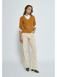 Peppercorn Sweter "Tana" w kolorze karmelowym rozmiar: M. Brązowe swetry klasyczne damskie Peppercorn, m, ze splotem, bez kołnierzyka. Za 152.83 zł.