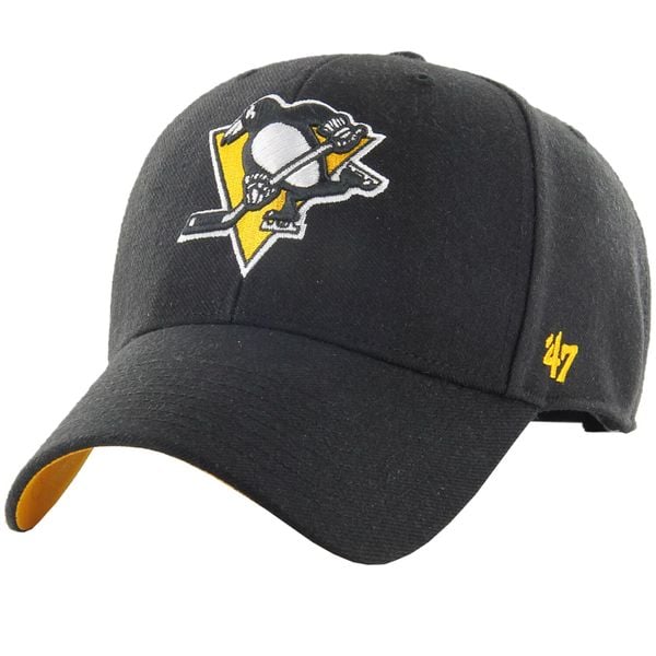 Czapka z daszkiem męska NHL Pittsburgh Penguins Ballpark Cap. Czarne czapki męskie 47 Brand, bez wzorów, z bawełny. Za 176.00 zł.