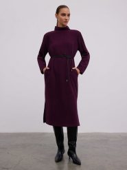 BGN Sukienka w kolorze fioletowym rozmiar: 34. Różowe sukienki damskie BGN, na co dzień, bez wzorów, ze skóry, bez kołnierzyka, bez ramiączek, midi, proste. Za 131.43 zł.