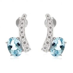 NINA Srebrne kolczyki z blue topaz sztyft. Niebieskie kolczyki damskie Braccatta, z cyrkonią, metalowe, na sztyftcie. Za 329.00 zł.