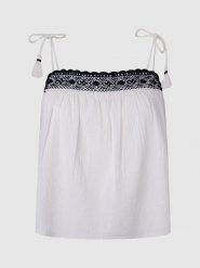 Pepe Jeans Top "Beni" w kolorze białym rozmiar: L. Białe topy damskie Pepe Jeans, l, bez wzorów, z bawełny, bez kołnierzyka. Za 166.88 zł.