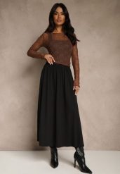 Czarna Rozkloszowana Spódnica z Bawełny Tussala. Czarne spódniczki damskie Renee, l, bez wzorów, z bawełny, eleganckie, maxi, oversize. Za 109.99 zł.