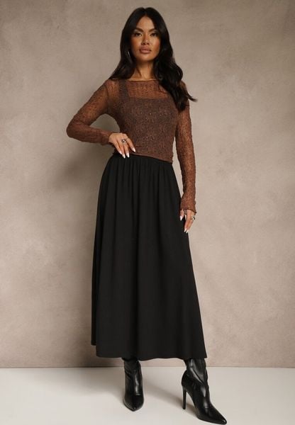 Czarna Rozkloszowana Spódnica z Bawełny Tussala. Czarne spódniczki damskie Renee, l, bez wzorów, z bawełny, eleganckie, maxi, oversize. Za 109.99 zł.