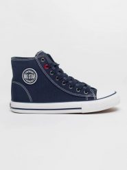 Trampki damskie wysokie granatowe JJ274A504 403. Niebieskie trampki i tenisówki damskie Big Star, bez wzorów, za kostkę. W wyprzedaży za 88.99 zł.