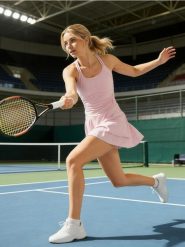 Plisowana sukienka sportowa - różowy. Czerwone sukienki damskie Sinsay, l, bez wzorów, sportowe, bez kołnierzyka, bez ramiączek, sportowe. Za 59.99 zł.