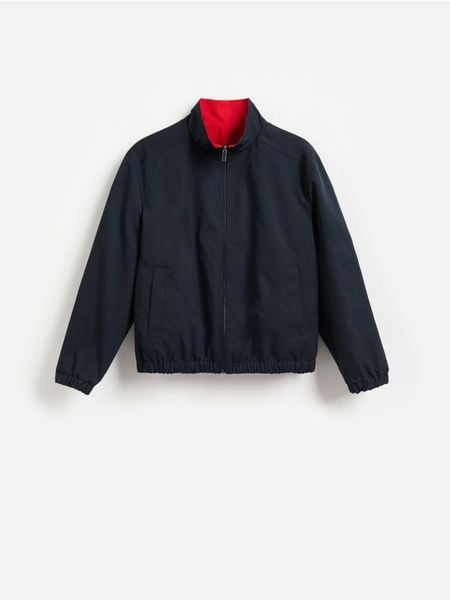 Dwustronna kurtka bomberka - granatowy. Niebieskie kurtki męskie Reserved, l, bez wzorów, z tkaniny, bez kaptura. Za 259.99 zł.