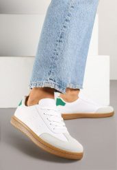 Białe Sneakersy Tenisówki Ozdobione Perforacją Reissara. Białe trampki i tenisówki damskie Renee, bez wzorów, z jeansu. Za 79.99 zł.