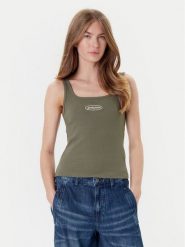 Guess Jeans Top W5YP35 KA0H1 Khaki Regular Fit. Brązowe topy damskie Guess Jeans, xxl, z aplikacjami, z bawełny, bez kołnierzyka. Za 109.99 zł.